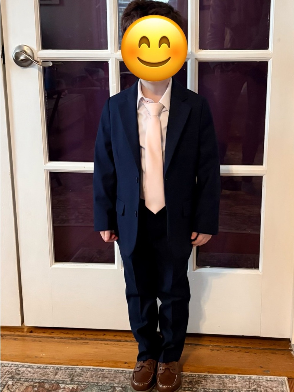 Boys Navy Suit with Light Pink Tie